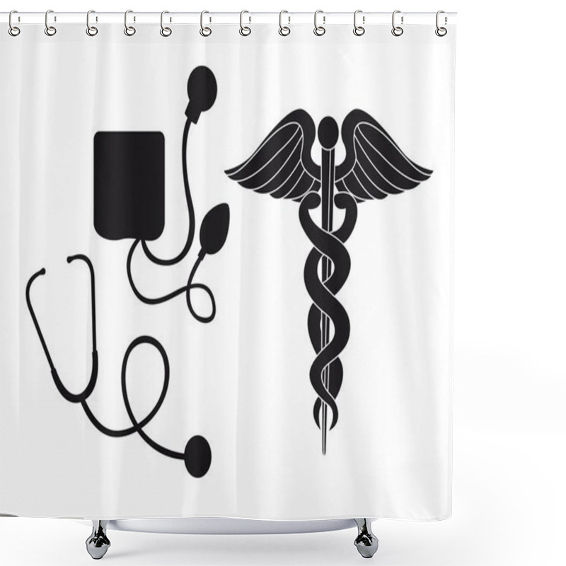 Personality  Silhouette Medical Sign Shower Curtains