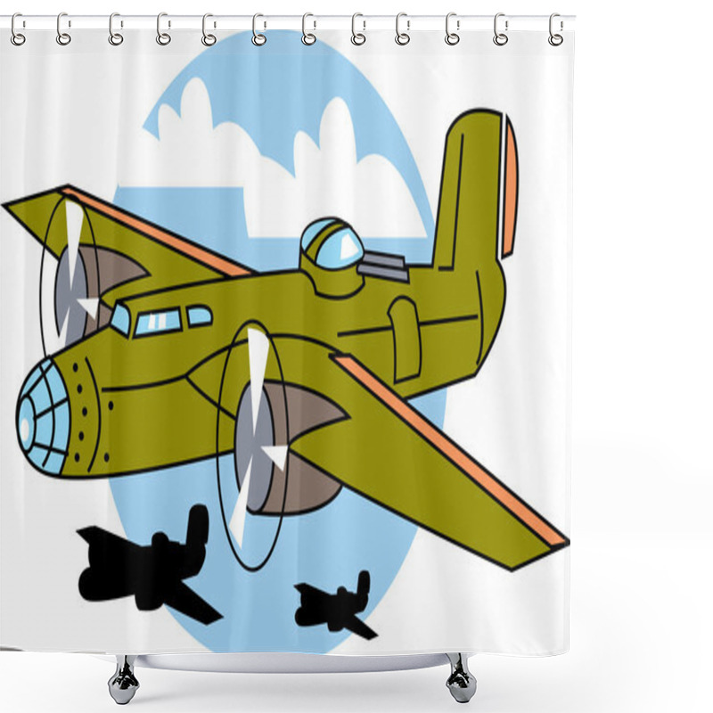 Personality  Green Bomber Plane Flying Near Other Planes Shower Curtains