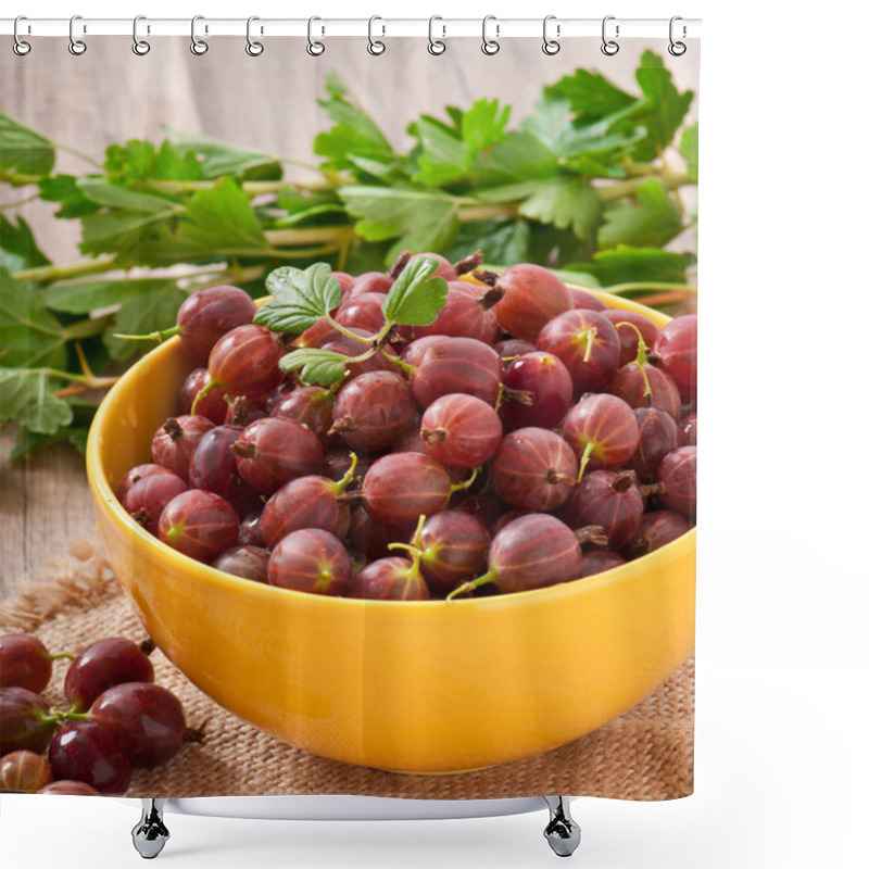 Personality  Red Gooseberries In A Yellow Bowl Shower Curtains