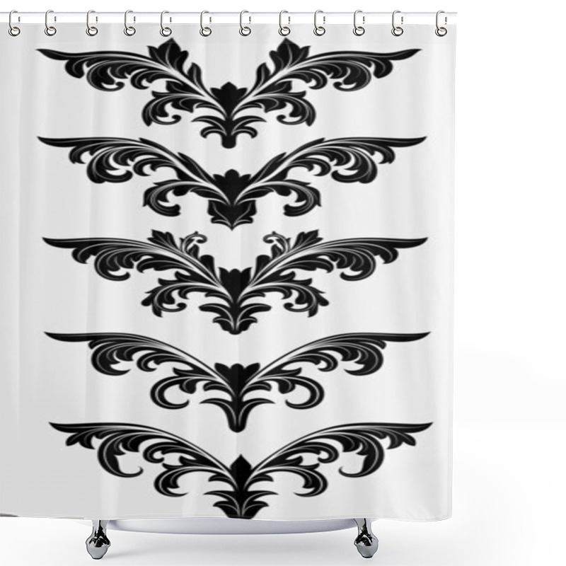 Personality  Vignette Black Shape Floral Elements Shower Curtains