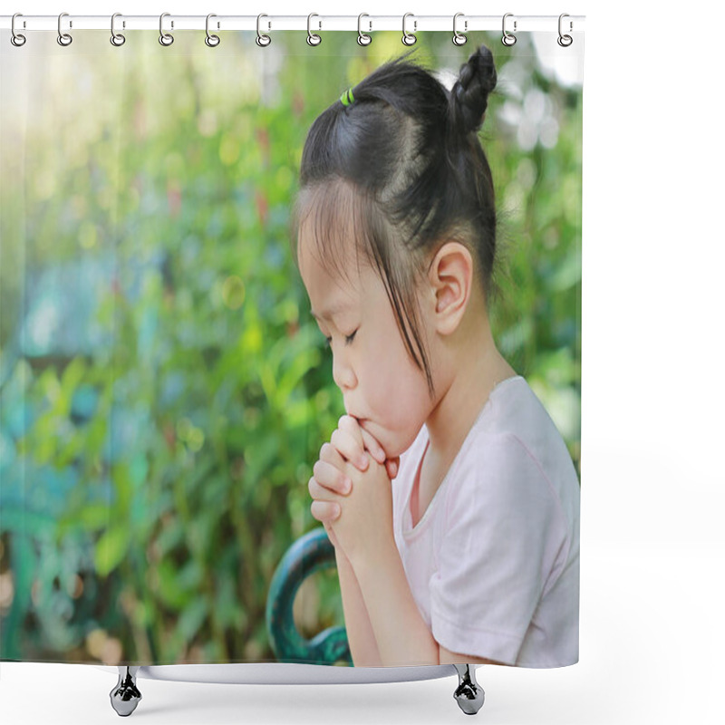 Personality  Kid Girl Praying In The Garden Shower Curtains