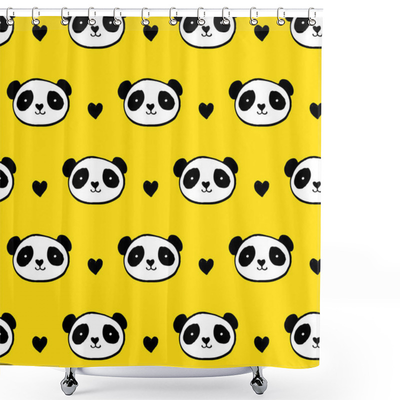 Personality  Cute Panda Bear Seamless Pattern Shower Curtains