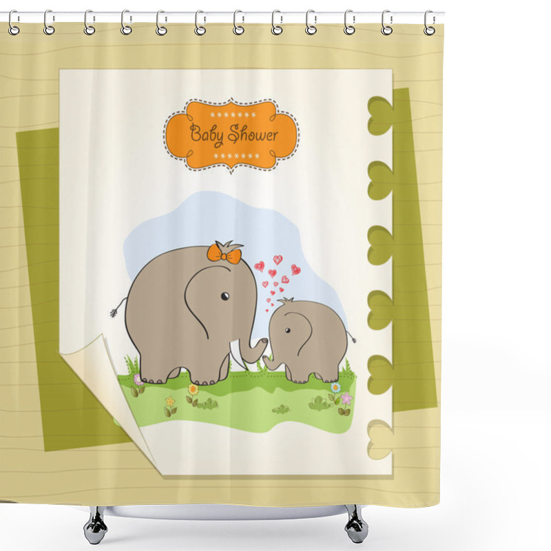 Personality  Baby Shower Card With Baby Elephant And His Mother Shower Curtains