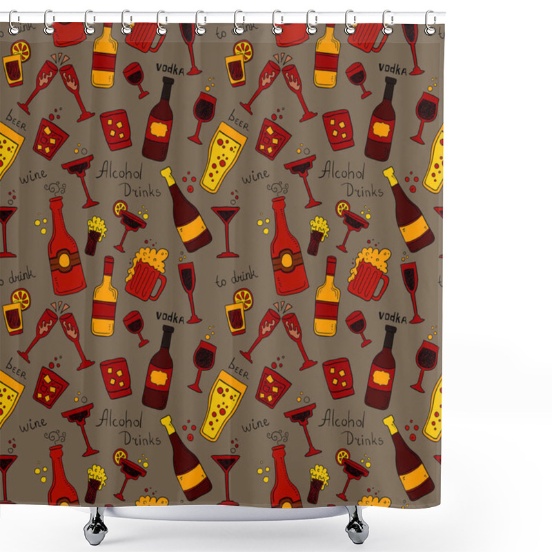 Personality  Bottles And Glasses Pattern Shower Curtains