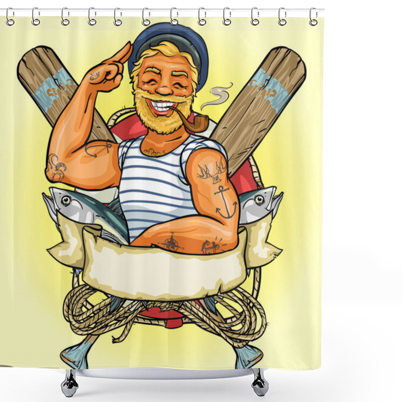 Personality  Sailor Logo Shower Curtains