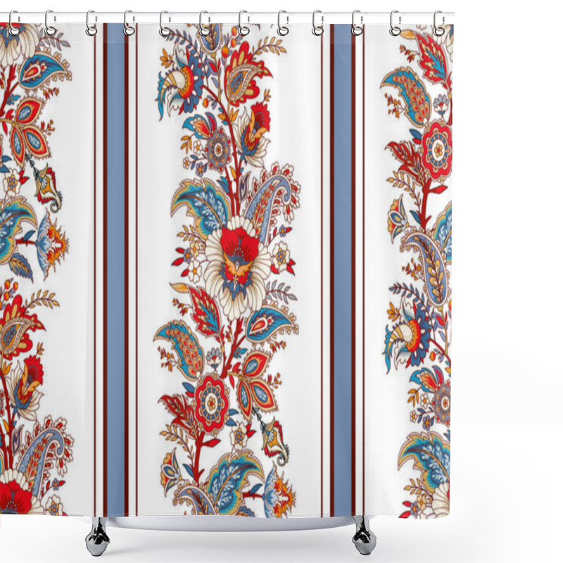 Personality  Seamless Floral Painted Textile In The Manner Of Indian Production Shower Curtains