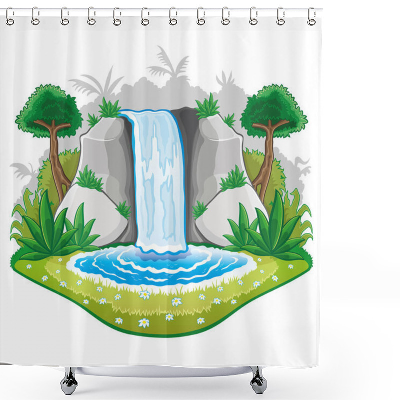 Personality  Illustration Of Cartoon Waterfall. Shower Curtains