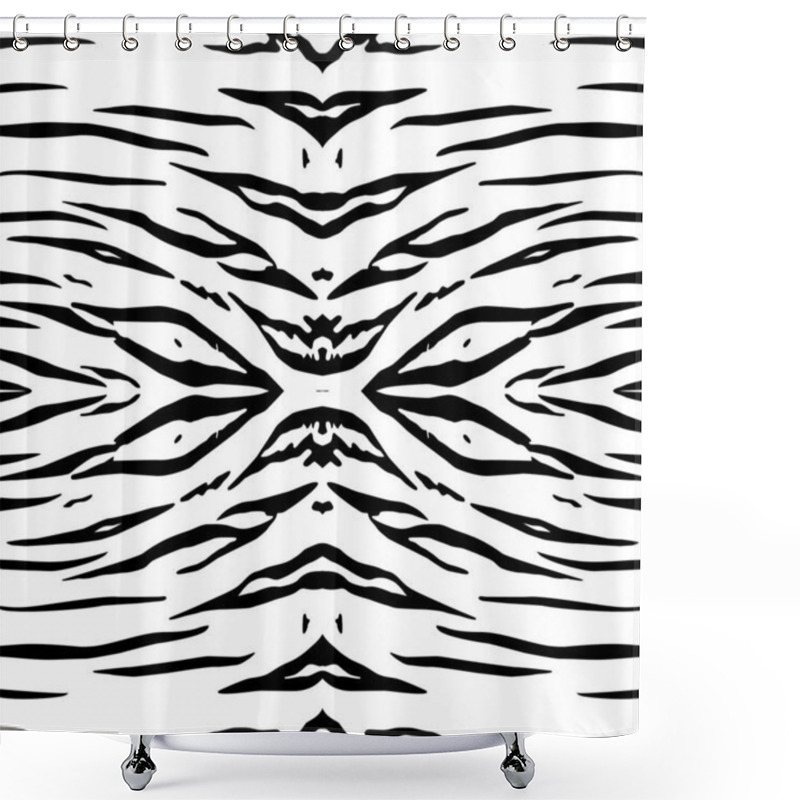 Personality  Black-White Motifs Pattern Inspired By Tiger Motif Pattern. Decoration For Fasion, Scarf, Interior, Exterior, Carpet, Textile, Garment, Cloth, Silk, Tile, Plastic, Paper, Wrapping, Wallpaper, Pillow, And Any Background. Vector Illustration Shower Curtains