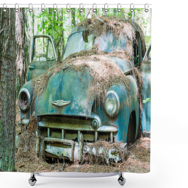 Personality  Old Chevy In Woods Shower Curtains