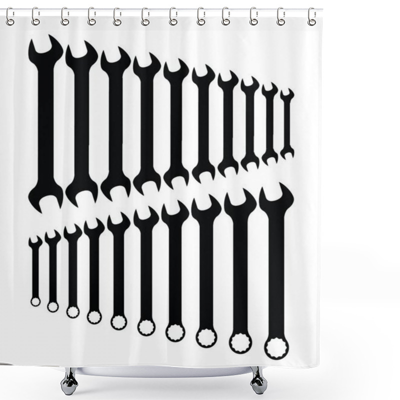 Personality  A Collection Of Various Sized Mechanics Spanners Shower Curtains