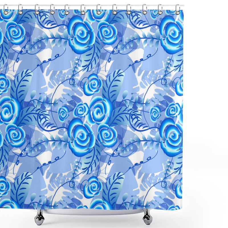 Personality  Pattern With Folk Art Flowers Shower Curtains