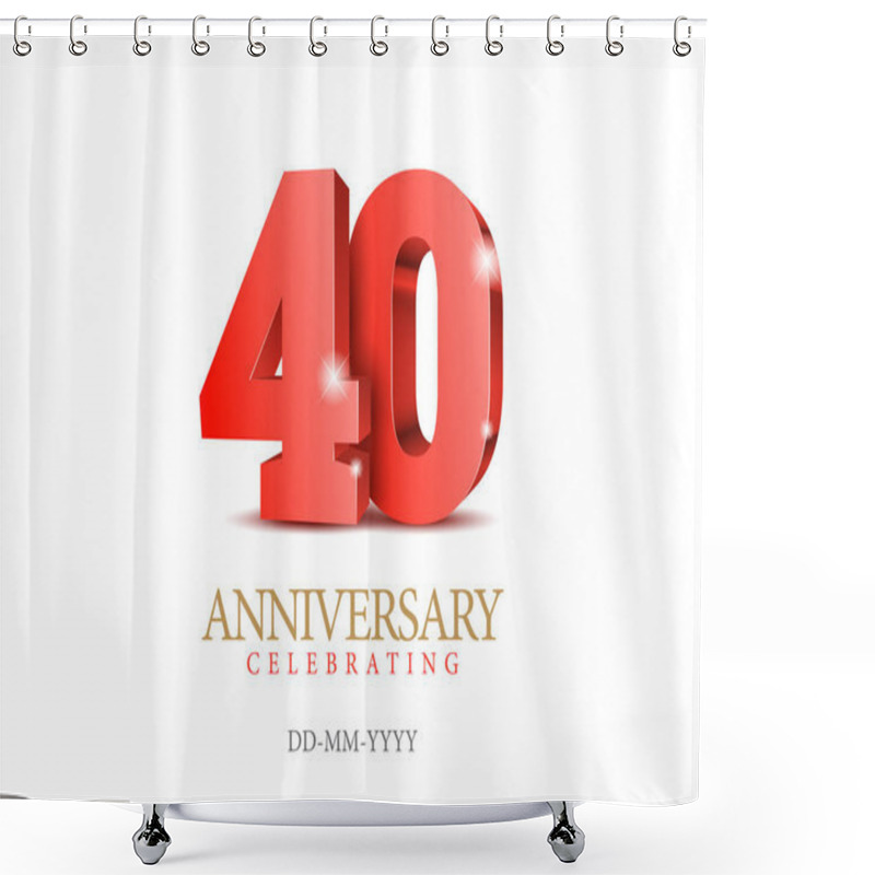 Personality  Anniversary 40. Red 3d Numbers. Shower Curtains