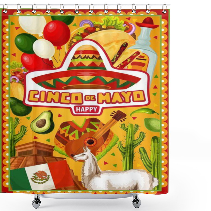 Personality  Cinco De Mayo Mexican Sombrero And Cactus Tequila Shower Curtains