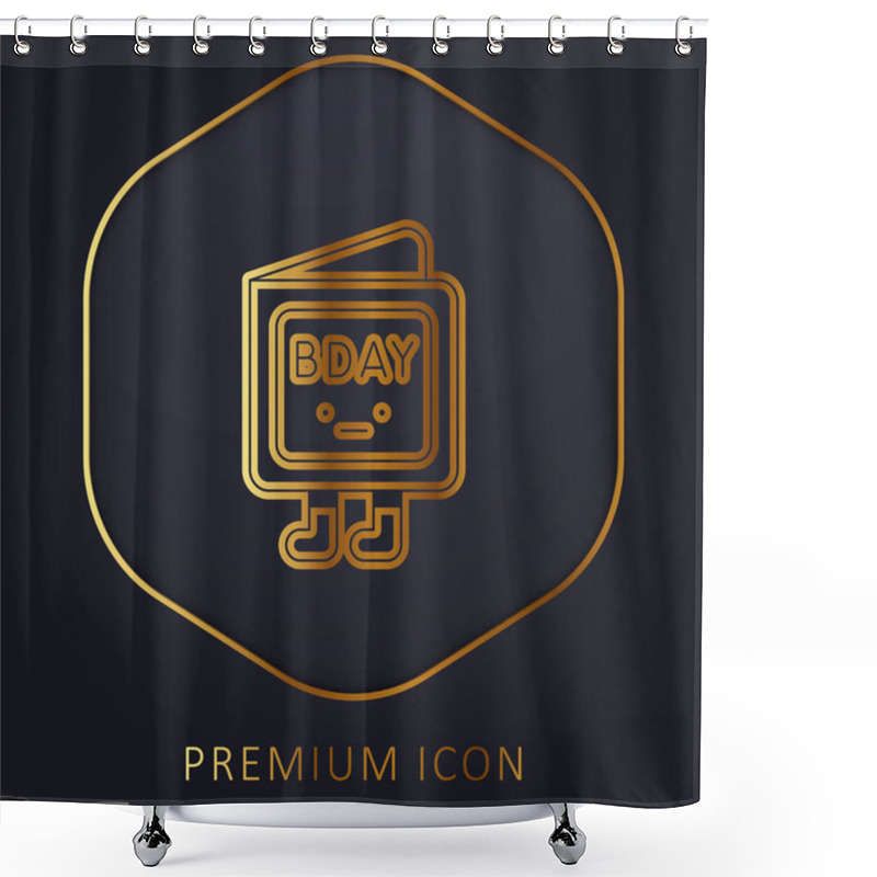 Personality  Birthday Invitation Golden Line Premium Logo Or Icon Shower Curtains