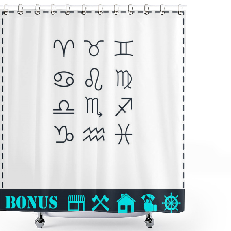 Personality  Zodiac Icon Flat Shower Curtains