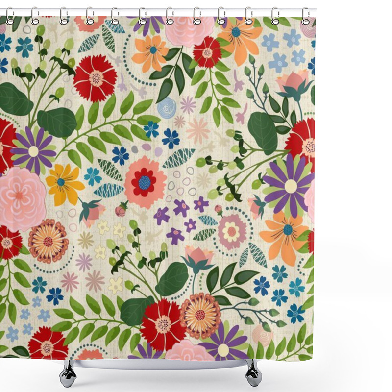 Personality  Buoyant Flowering Bouquet Of Stylized Plants, Berries And Leaves With Geometric Shapes In Various Multicolored Shades. Suitable For Different Uses On Physical And Web Products, Textile, Bedding, Luxury Home Decor Accessories, Gift Wrap, Scrapbooking. Shower Curtains