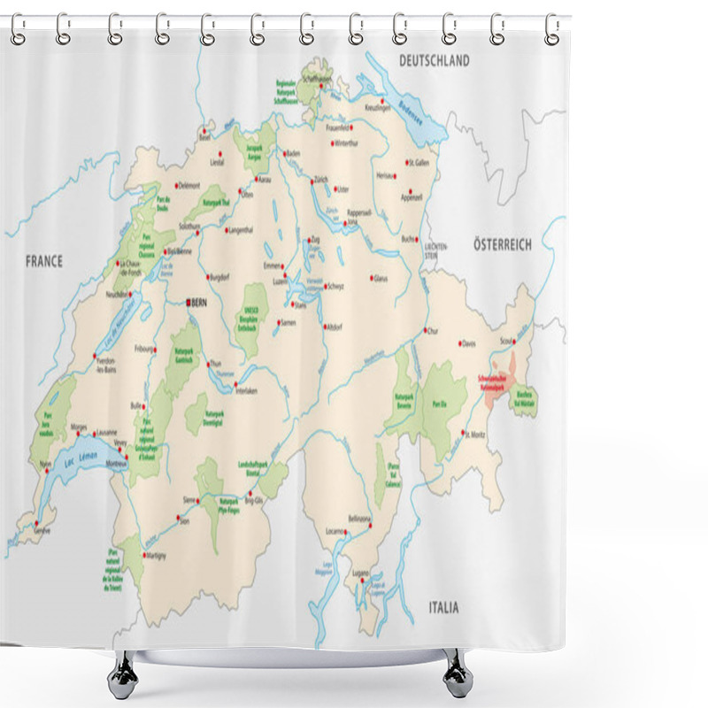 Personality  Map Of Swiss National And Nature Parks Shower Curtains