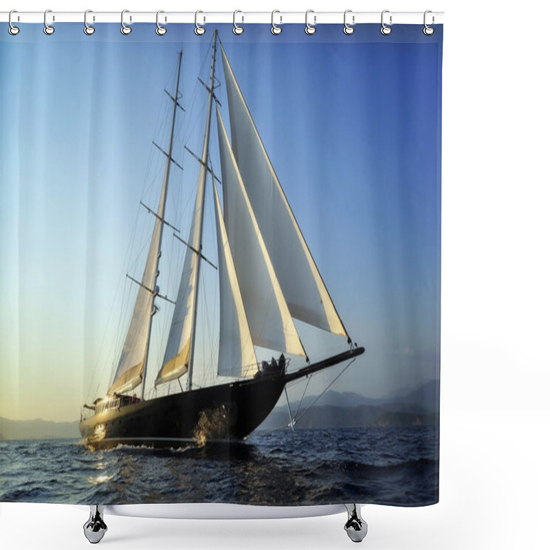 Personality  Luxury Big Sailboat Shower Curtains