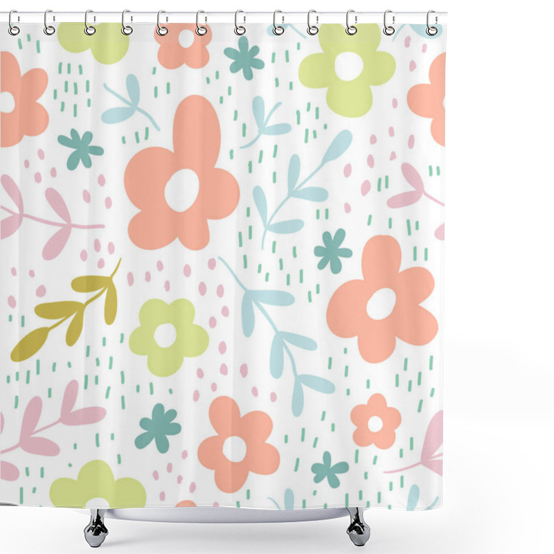 Personality  Seamless Pattern With Flowers Scandinavian Style Shower Curtains