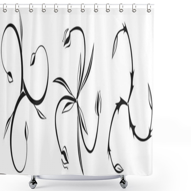 Personality  Set Of Floral Triskeles Shower Curtains