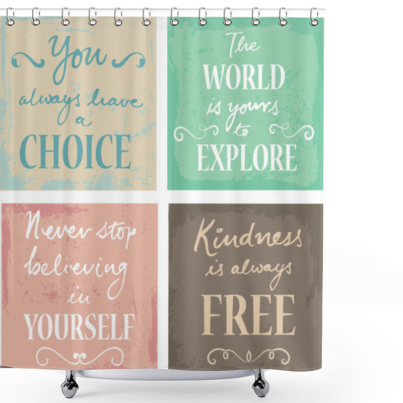 Personality  Set Of 4  Inspirational Quotes Shower Curtains