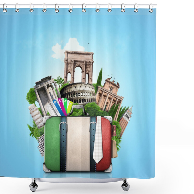 Personality  Italy, Attractions Italy And Retro Suitcase Shower Curtains