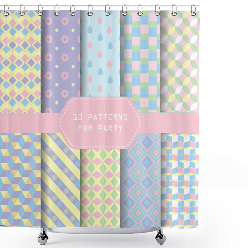 Personality  10 Different Geometric Patterns. Party Concept, Endless Texture Can Be Used For Wallpaper, Pattern Fills, Web Page Background,surface Textures. Shower Curtains