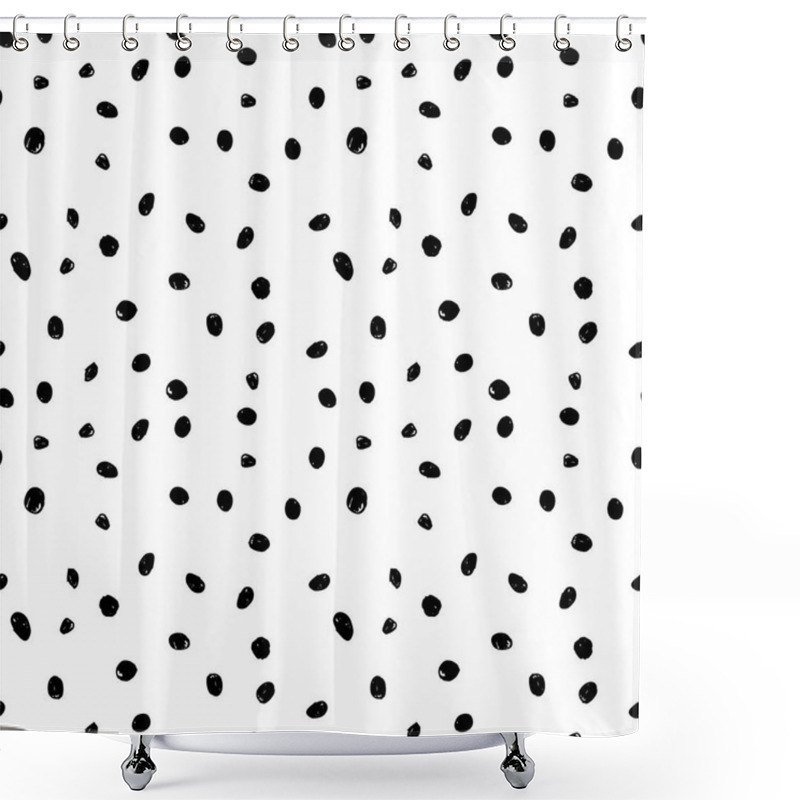 Personality  Seamless Background Black Sketch Point Shower Curtains