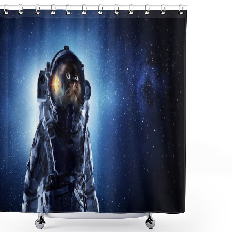 Personality  First Trip To Space. Mixed Media Shower Curtains