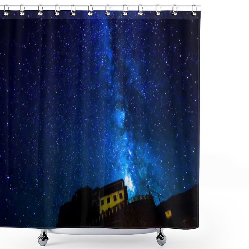 Personality  Milky Way Over Key Gompa Tibetan Buddhist Monastery Shower Curtains