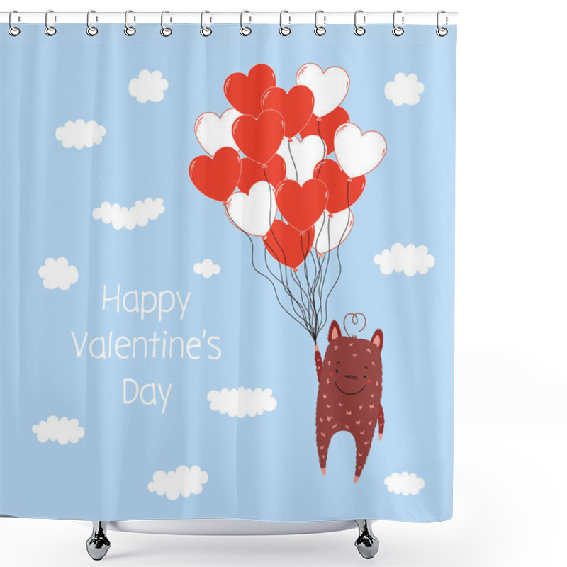 Personality  Cute Monster Valentines Day Greeting Card Shower Curtains