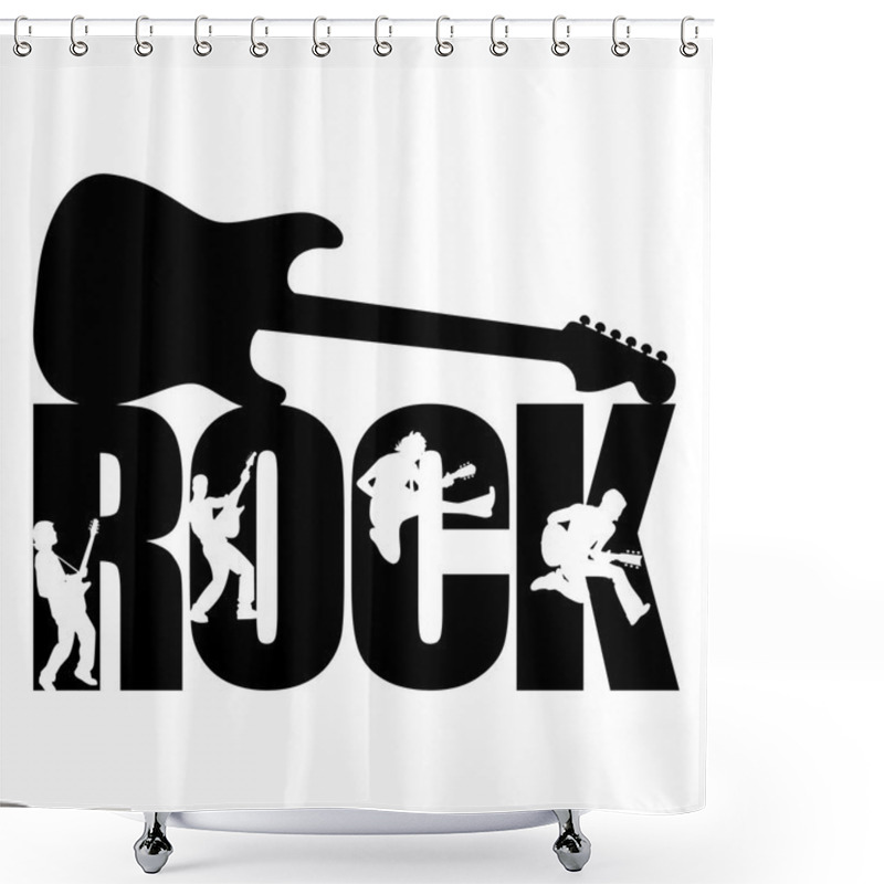 Personality  Rock Word With Guitar Shower Curtains