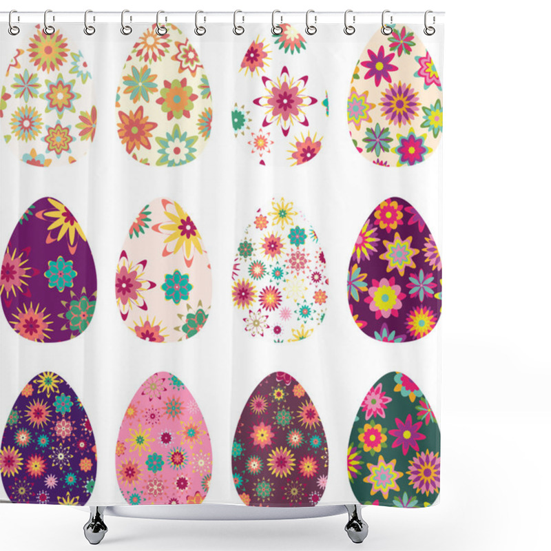 Personality  Set Of Twelve Easter Eggs Shower Curtains