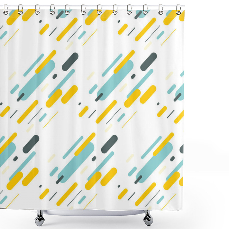 Personality  Hipster Fashoion Memphis Pattern Ornament With Green Yellow Blue Line On White Background Shower Curtains