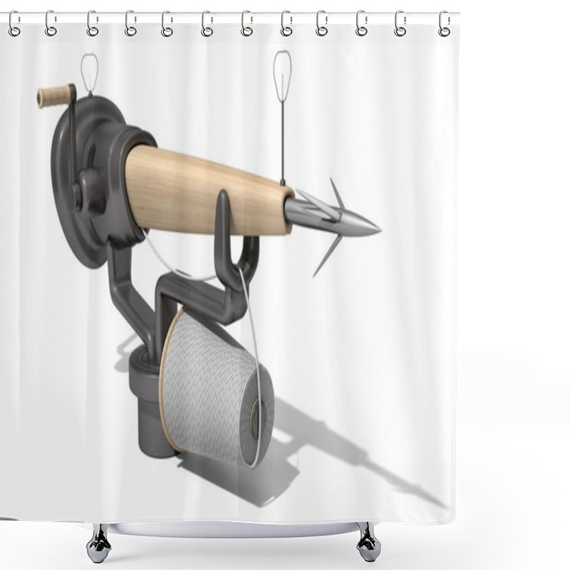 Personality  3d Harpoon Cannon Design Shower Curtains