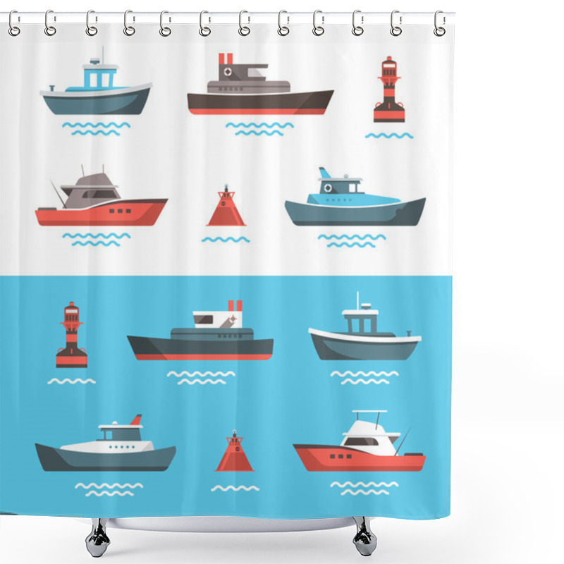 Personality  Vector Illustration Of Boats Shower Curtains