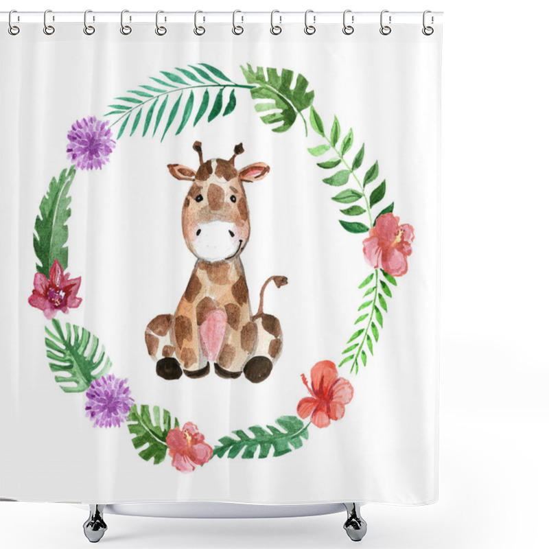 Personality  Cute Baby Giraffe Animal For Kindergarten, Nursery, Children Clothing, Pattern Shower Curtains