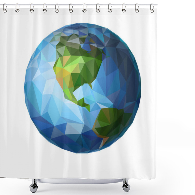 Personality  Polygonal Planet Earth, Western Hemisphere, Low Poly Vector Illustration Shower Curtains