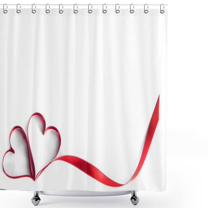 Personality  Ribbon Hearts On White Shower Curtains