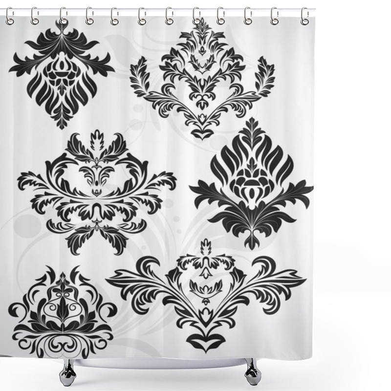 Personality  Design Of Fancy Ornate Damask Floral Illustration Shower Curtains