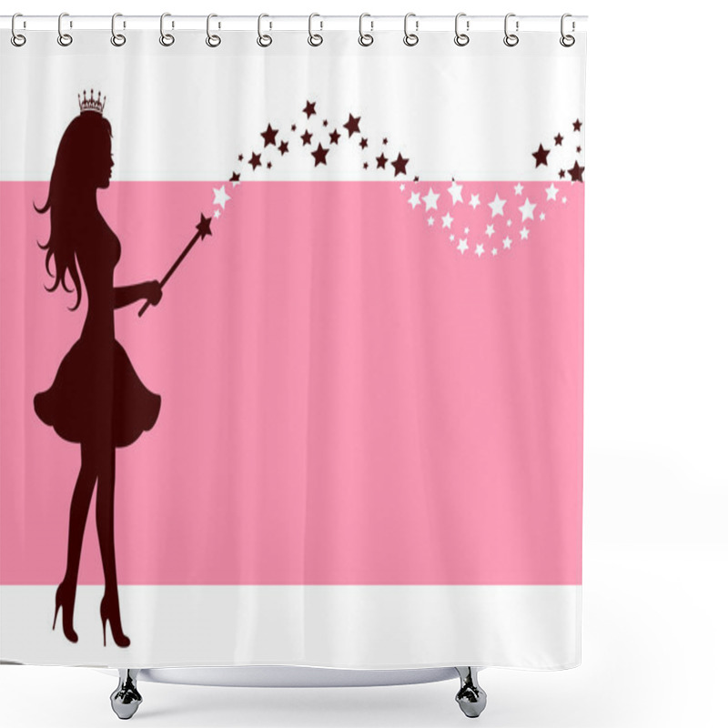 Personality  Silhouette Of Fairy With Magic Wand Shower Curtains