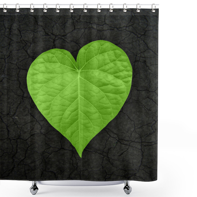 Personality  Heart Shaped Leaf On Cracked Soil Shower Curtains