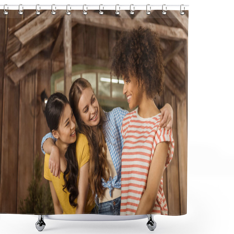 Personality  Smiling Young Women  Shower Curtains