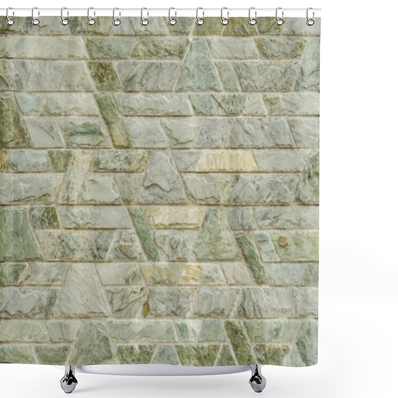 Personality  Pattern Of Green Slate Stone Wall Surface Shower Curtains