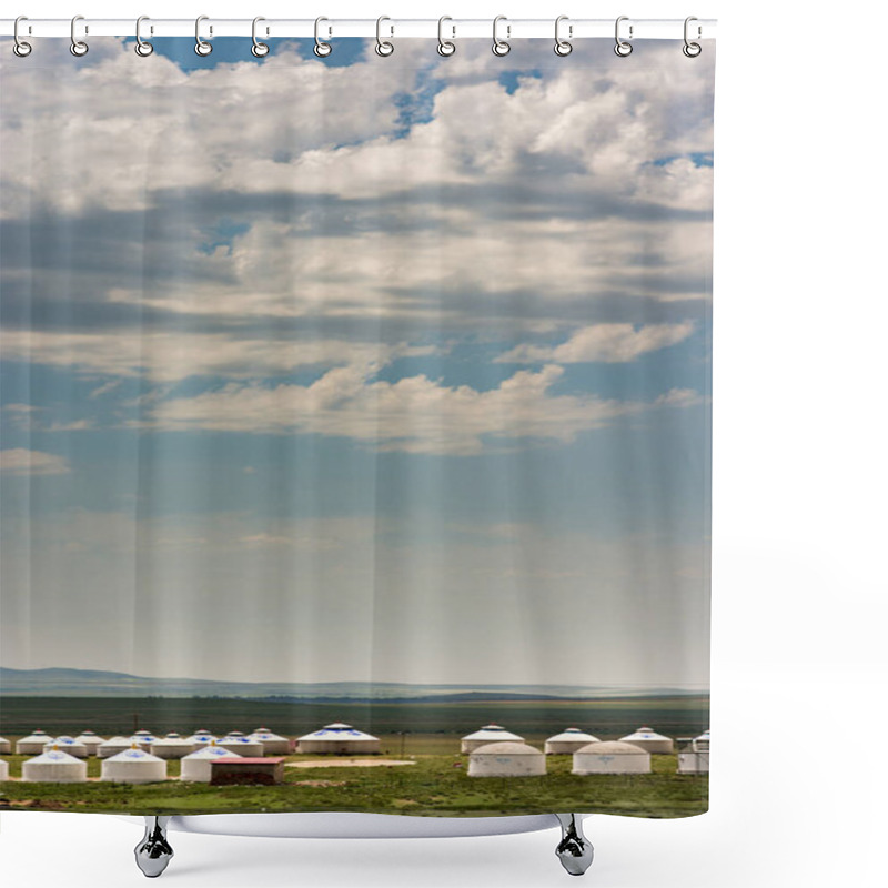 Personality  Rows Of Yurt Tents In Inner Mongolia Province Of China, Near Province Capital Of Hohhot Shower Curtains