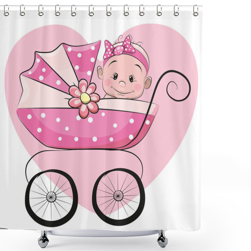 Personality  Cute Cartoon Baby Girl Shower Curtains