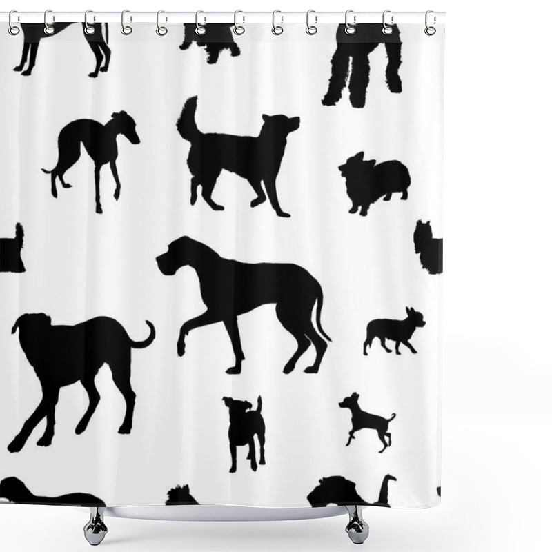 Personality  Seamless Pattern With Dog Silhouettes Shower Curtains