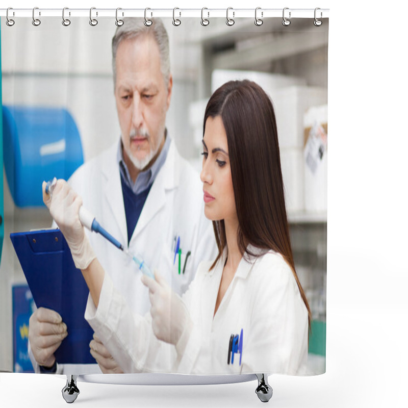 Personality  Scientists In A Chemical Laboratory Shower Curtains