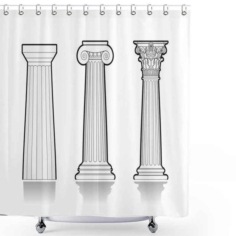 Personality  Stylized Greek Columns Shower Curtains