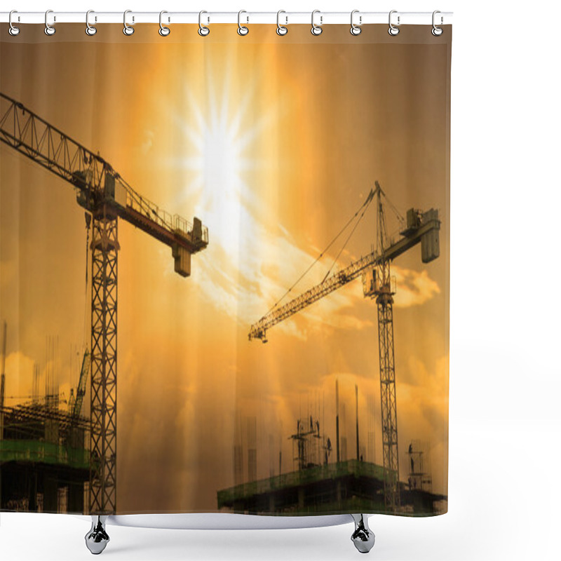 Personality  Crane And Building Construction Shower Curtains